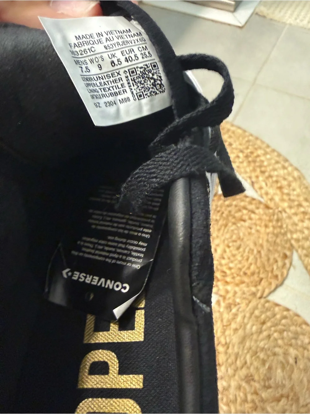 Converse Black Low-Top Sneaker with Gold Insole Detail - Picture 4 of 6
